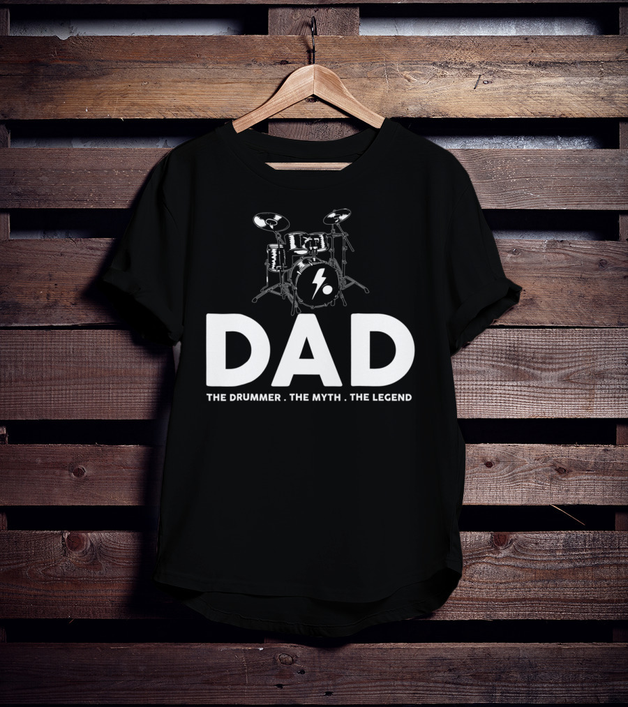 Dad The Drummer The Myth The Legend Bold Drum Set T-Shirt