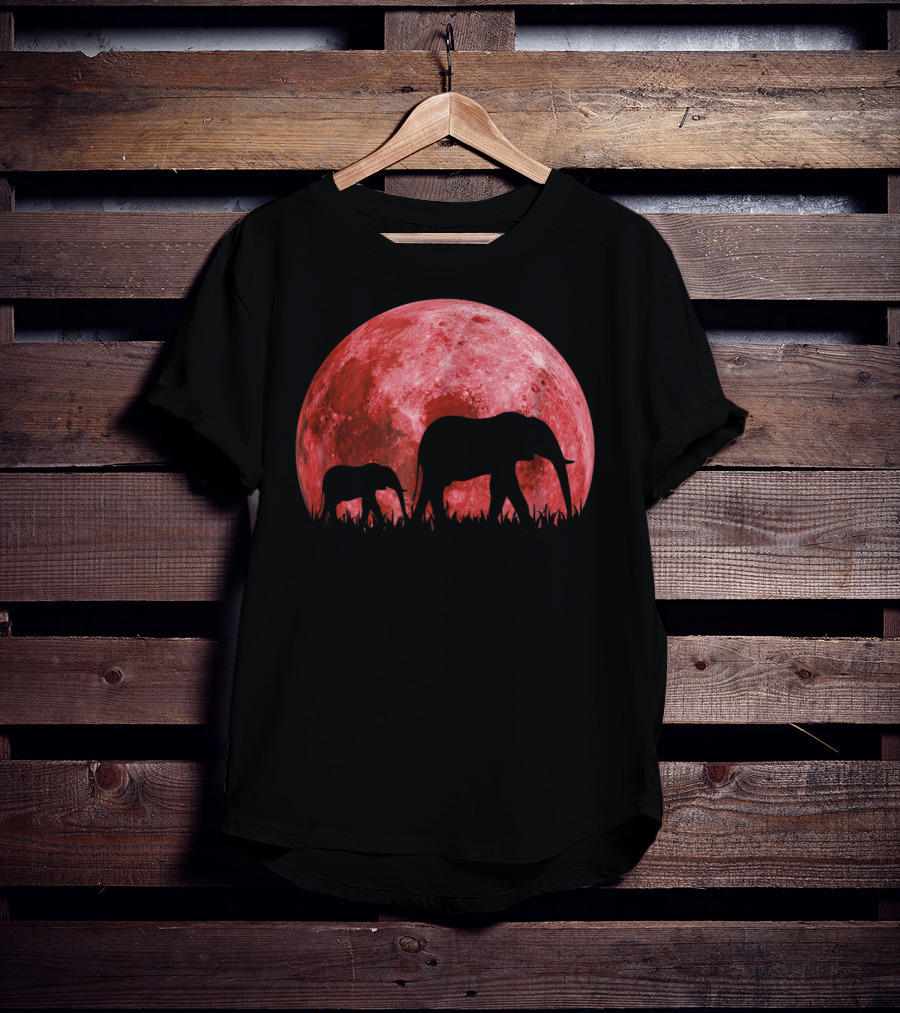 Africa Elephant Moon Safari Animal Map Dad Te42 T-Shirt