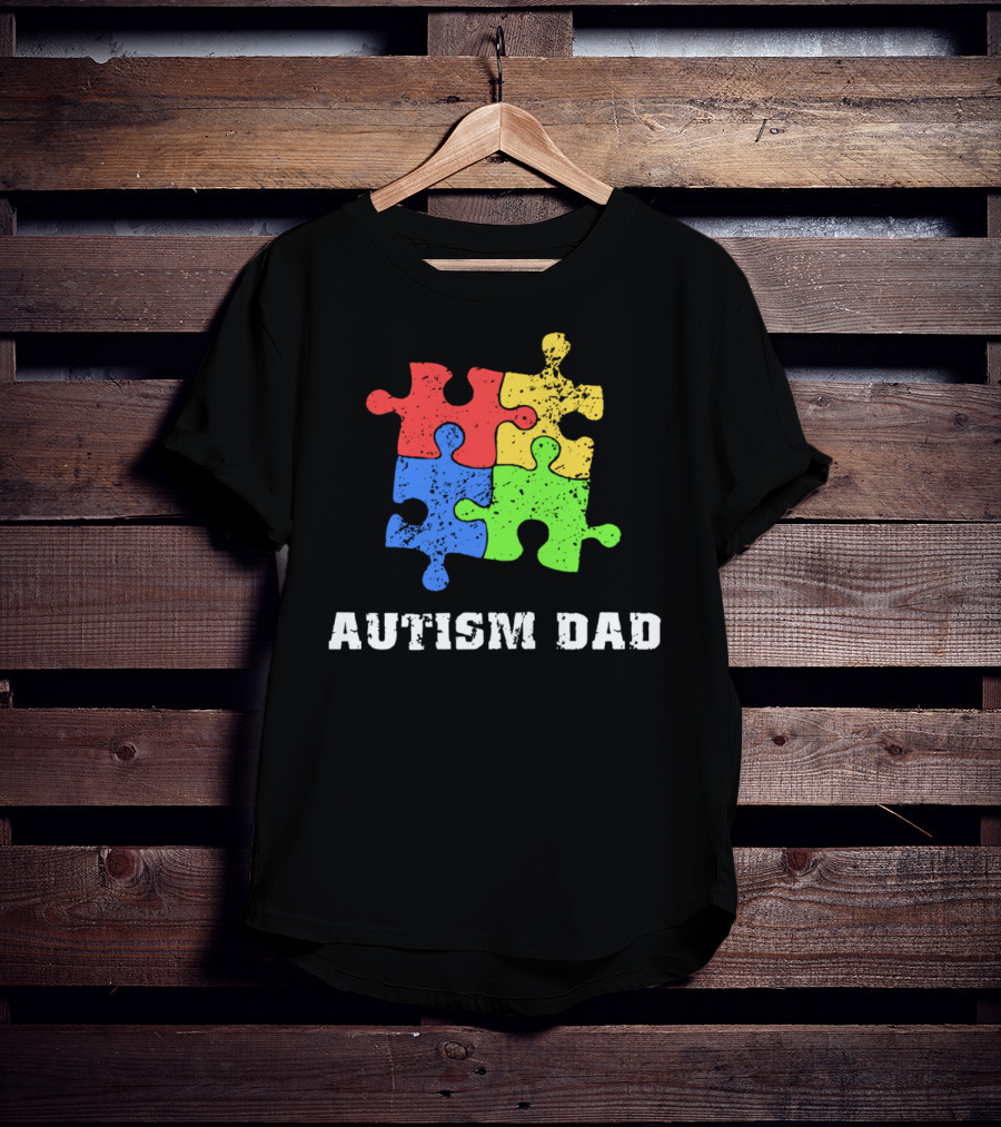 Autism Dad Puzzle Piece Support Educate Love Tee99 T-Shirt