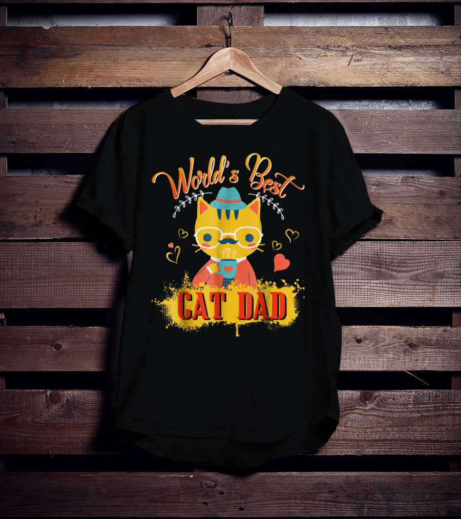 World's Best Cat Dad Cat Lover Funny Best Cat Dad T-Shirt
