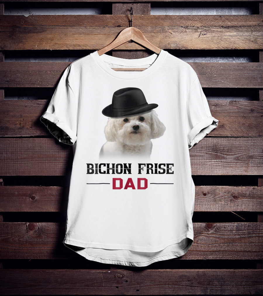 Bichon Frise Dad Puppy Wearing Fedora T-Shirt