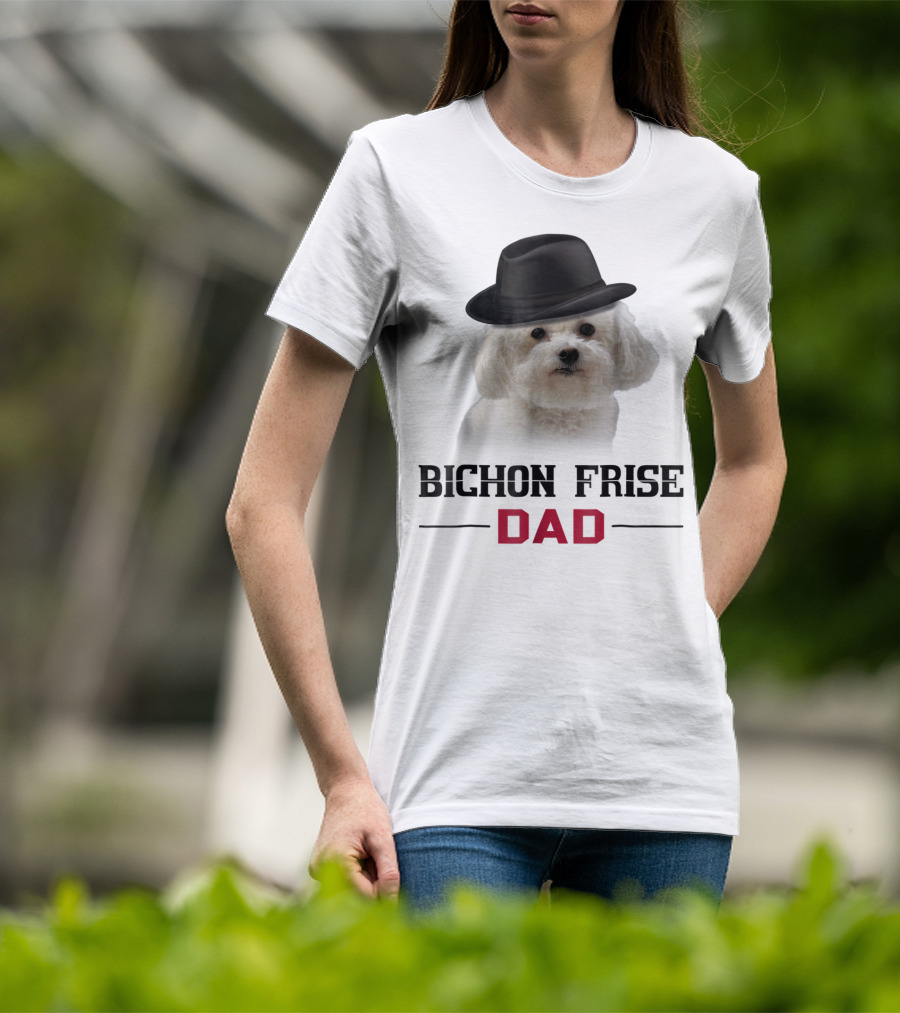 Bichon Frise Dad Puppy Wearing Fedora T-Shirt