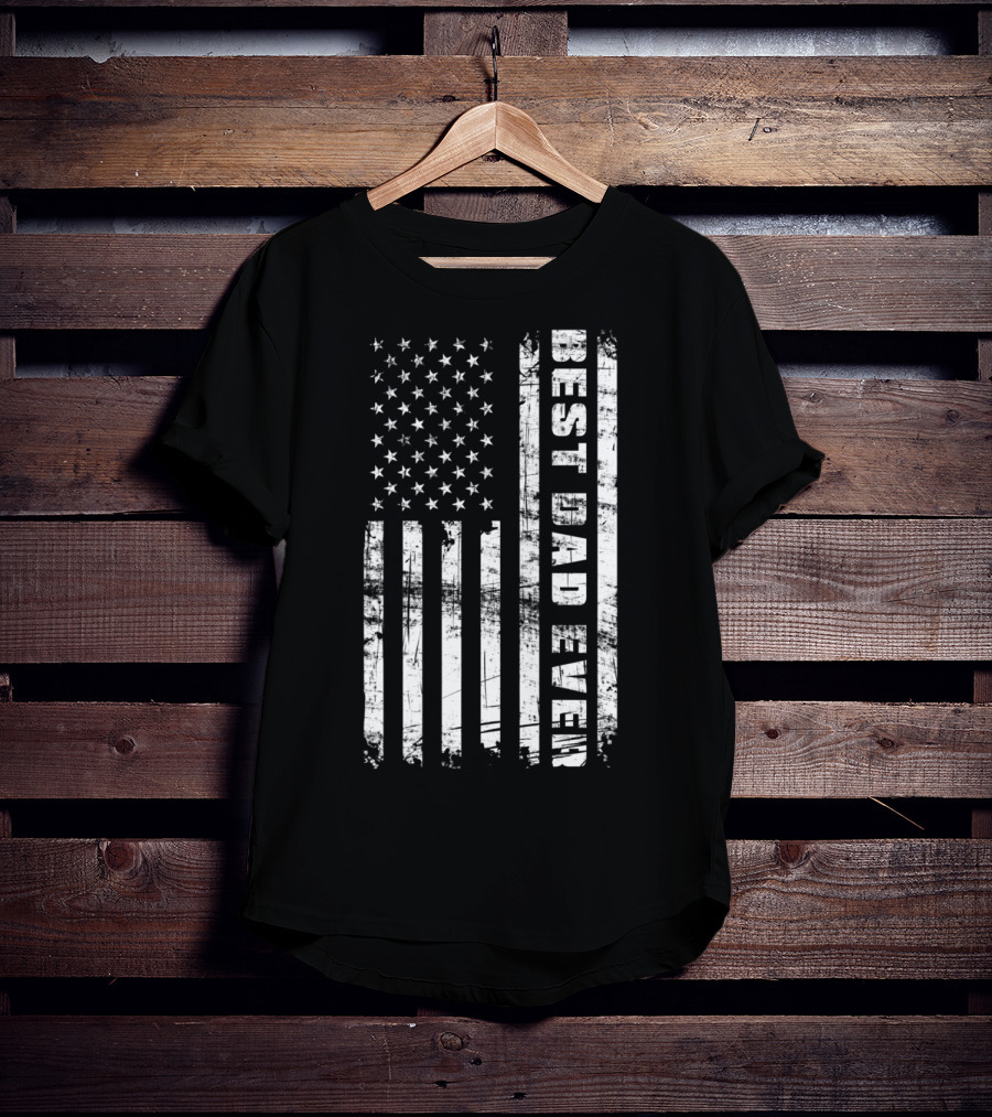 Best Dad Ever American Flag Grunge T-Shirt
