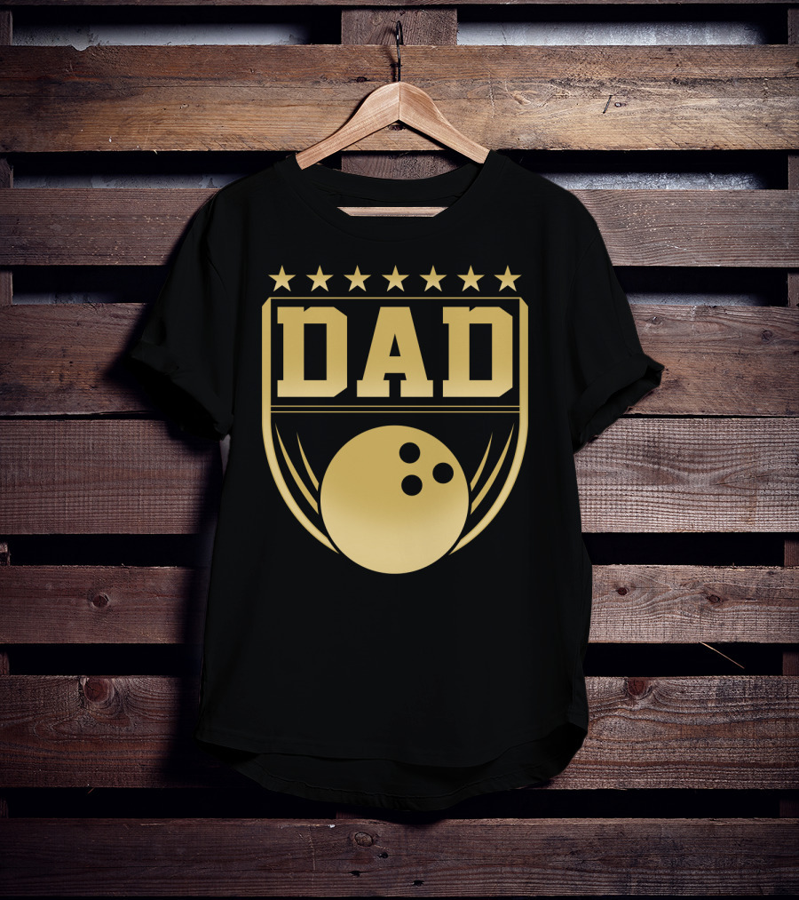 Dad Gold Bowling Ball Coach Stars Funny T-Shirt