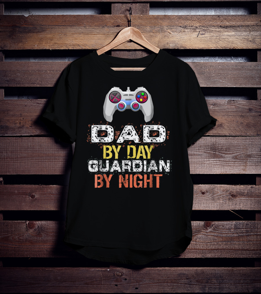 Dad By Day Guardian By Night Video Game Controller T-Shirt