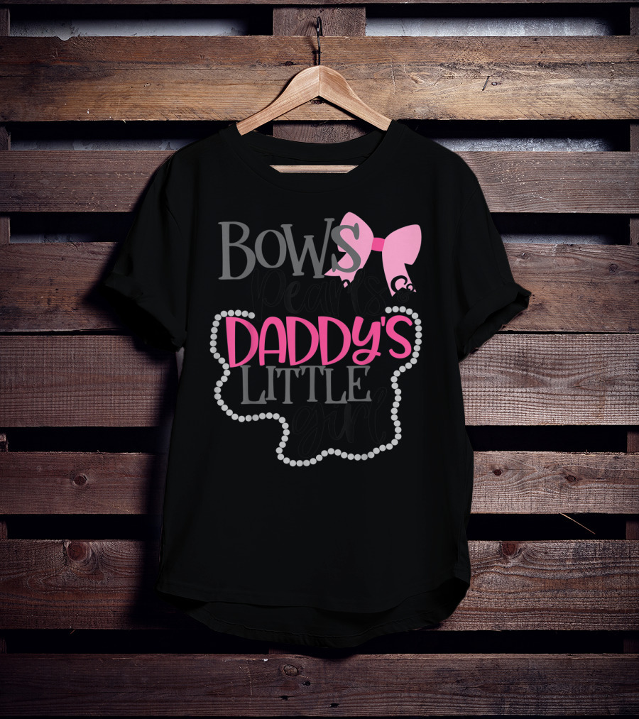 Bows Pearls Daddy's Little Girl With Pink Bow And Pearls T-Shirt
