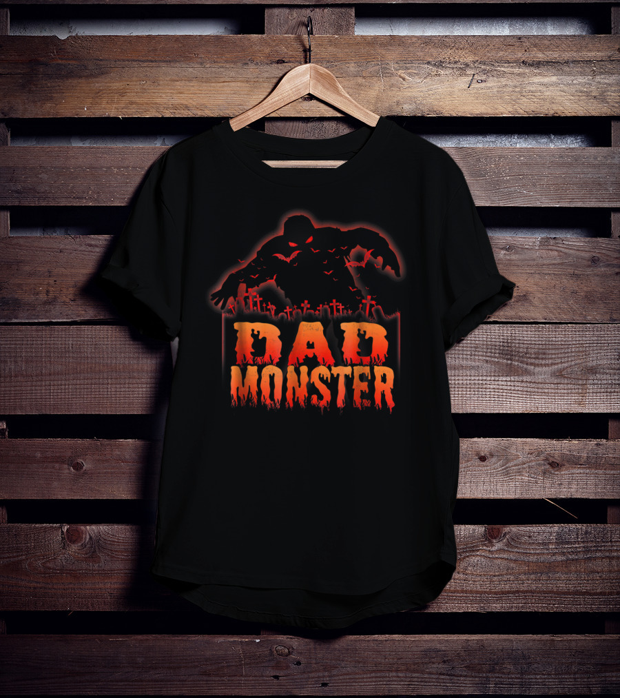 Dad Monster Halloween Graveyard Silhouette Spooky 98 T-Shirt