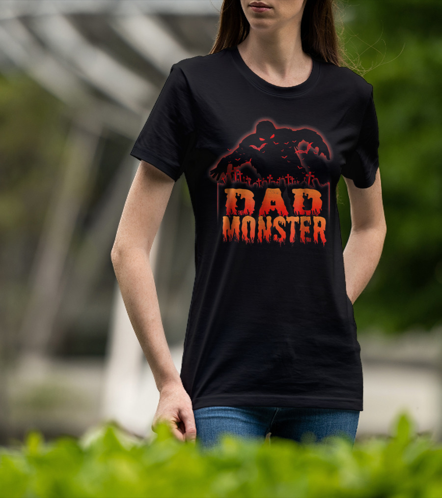 Dad Monster Halloween Graveyard Silhouette Spooky 98 T-Shirt