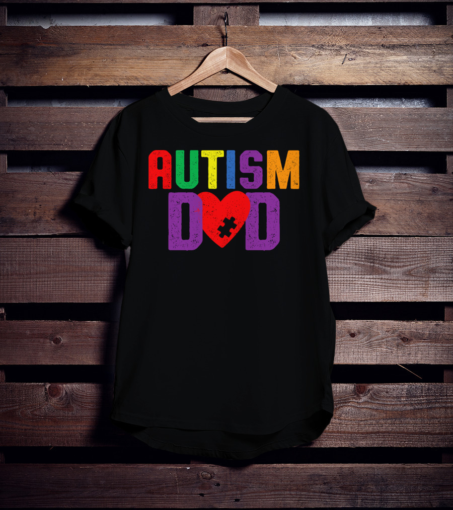 Autism Dad Heart Puzzle Piece Awareness 94 T-Shirt