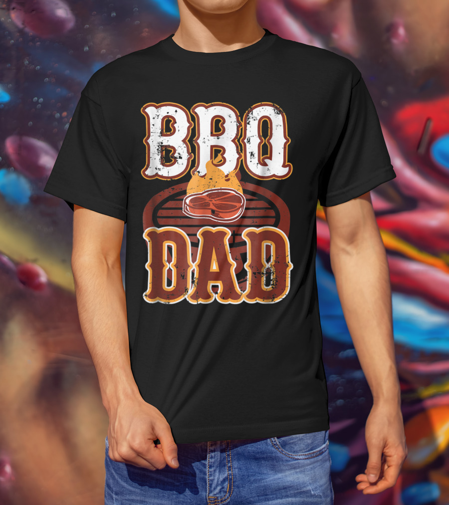 BBQ Dad Steak Grilling Flame Barbecue Dad T-Shirt
