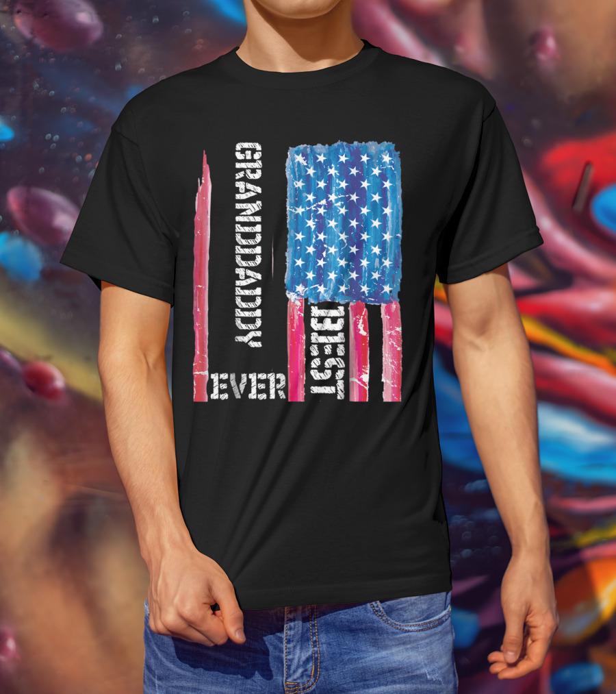 Grandaddy Best Ever Distressed American Flag T-Shirt