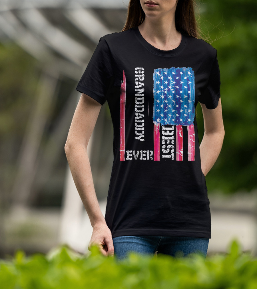 Grandaddy Best Ever Distressed American Flag T-Shirt