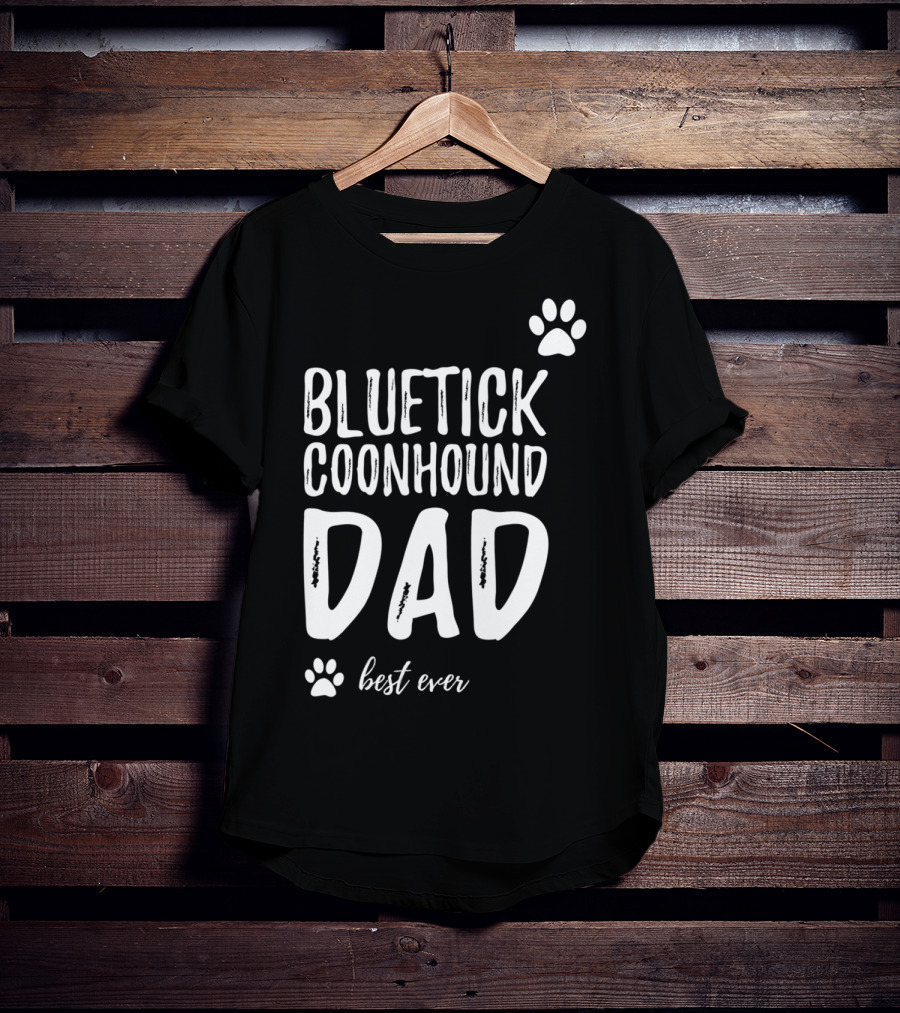 Bluetick Coonhound Dad Best Ever Dog Lover Paw Prints T-Shirt
