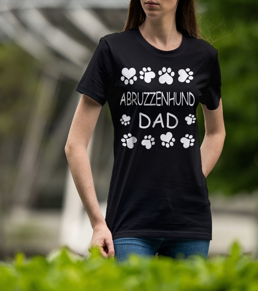 Abruzzenhund Dad Dog Lover Paw Print Heart T-Shirt