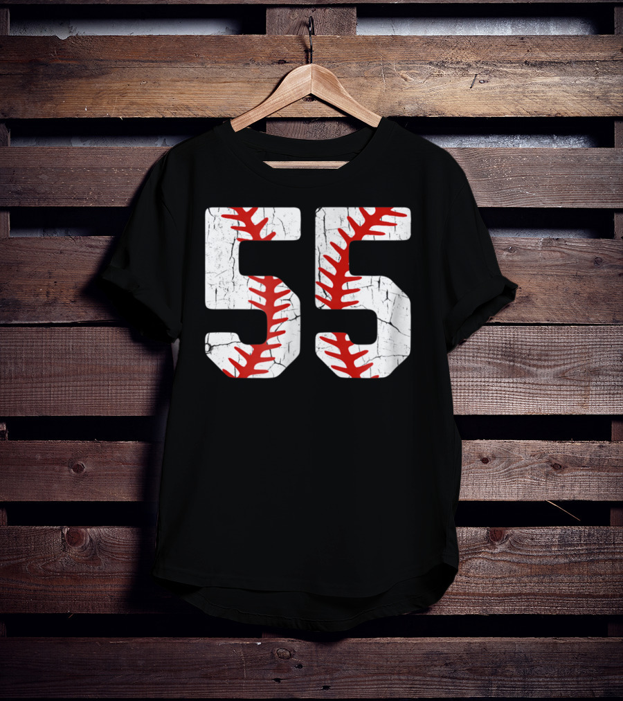 Baseball Player Jersey Number 55 Proud Baseball MOM DAD38 T-Shirt