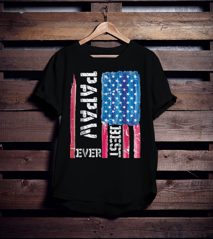 Best Papaw Ever Distressed American Flag Vertical Text And Stars T-Shirt