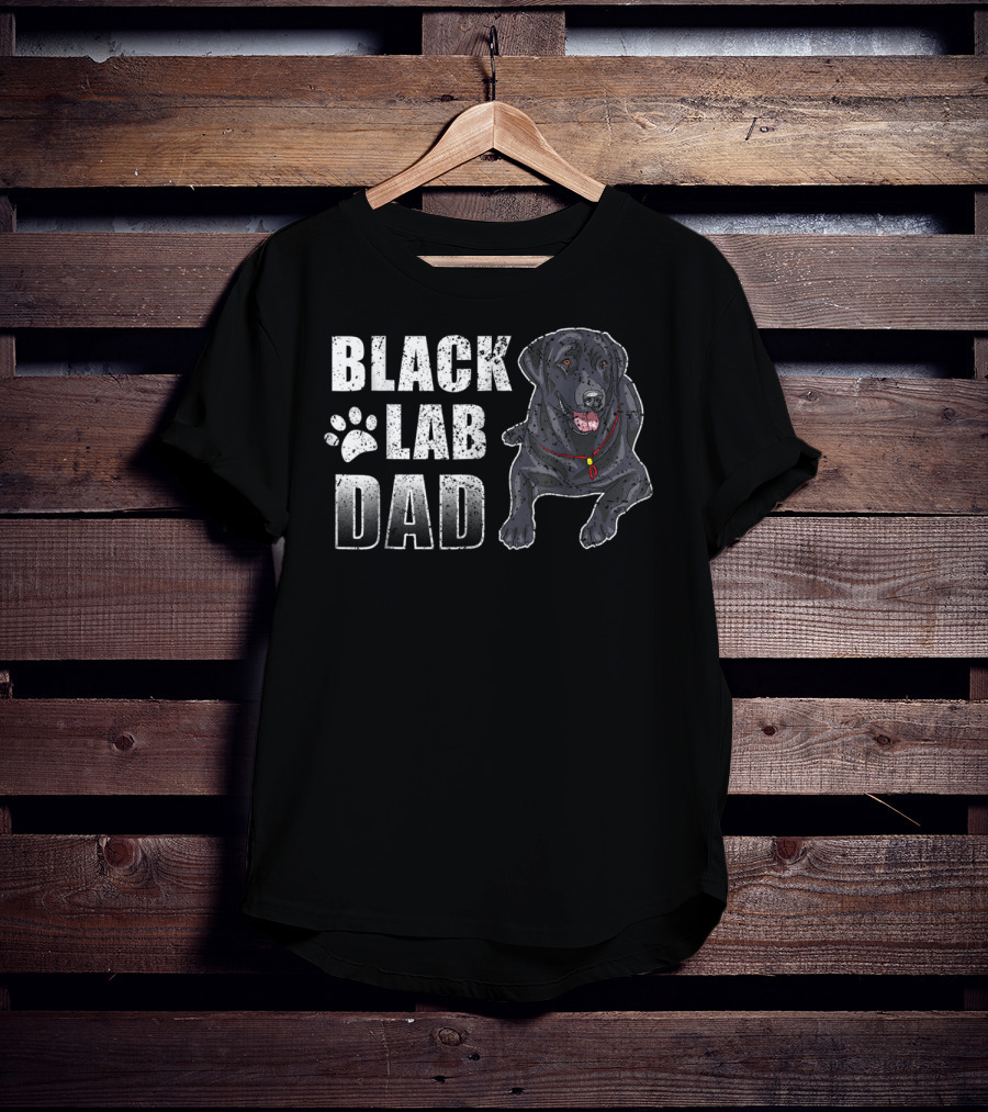 Black Lab Dad Dog Paw Print Graphic For T-Shirt