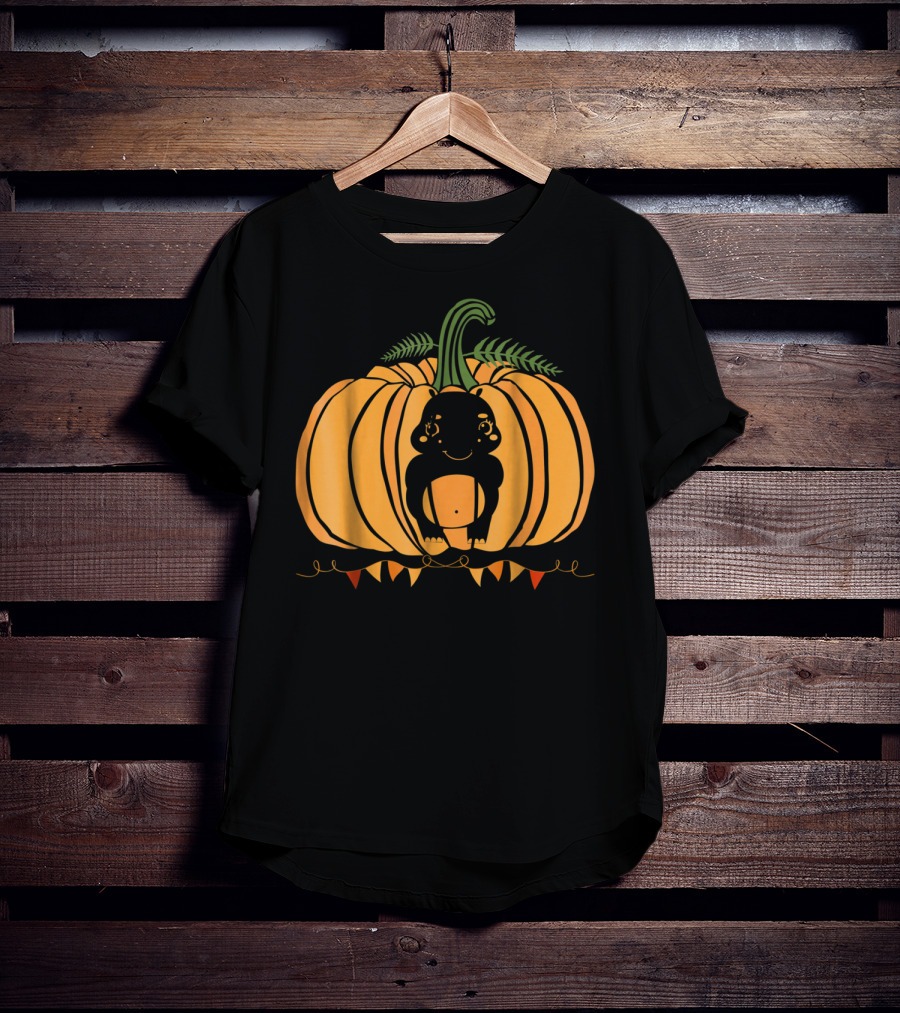 Cute Hippo Halloween Pumpkin Dad Mom81 Festive T-Shirt