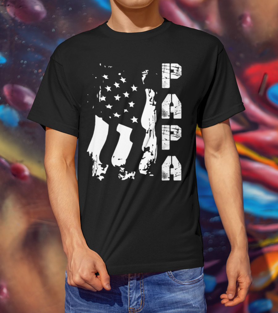 Papa Flag Father's Day S61 USA T-Shirt