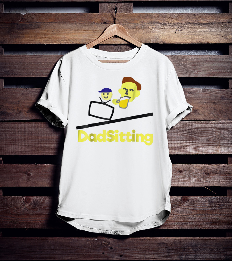 DadSitting Dad Happy Humor With TV And Beer T-Shirt