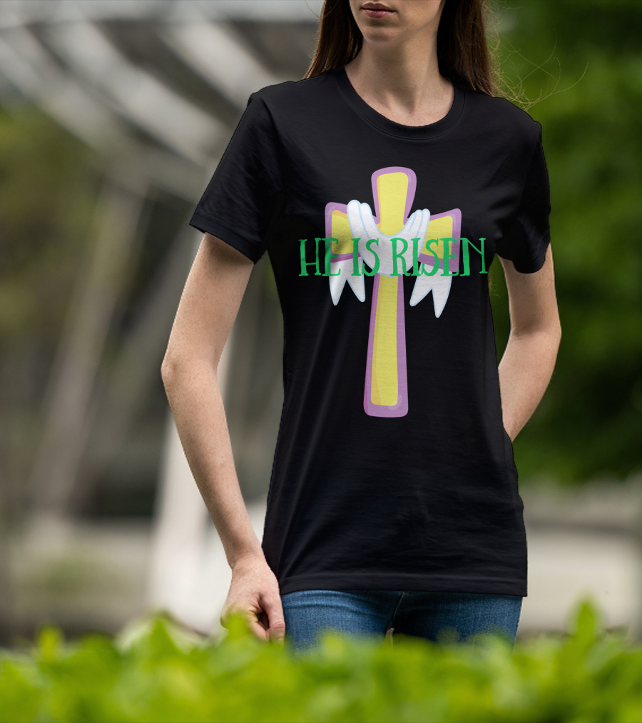 Easter He Is Risen Christian Cross Jesus Pastor Dad51 T-Shirt