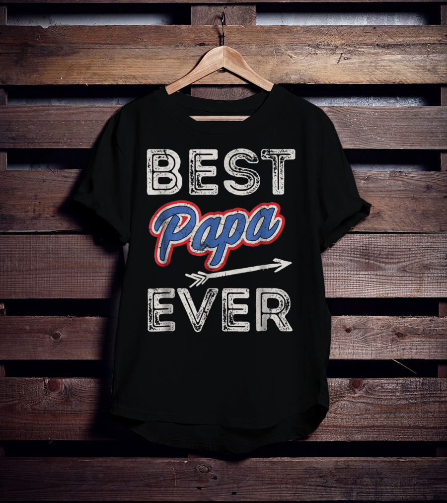 Best Papa Ever Puerto Rico Dad Retro Arrow T-Shirt