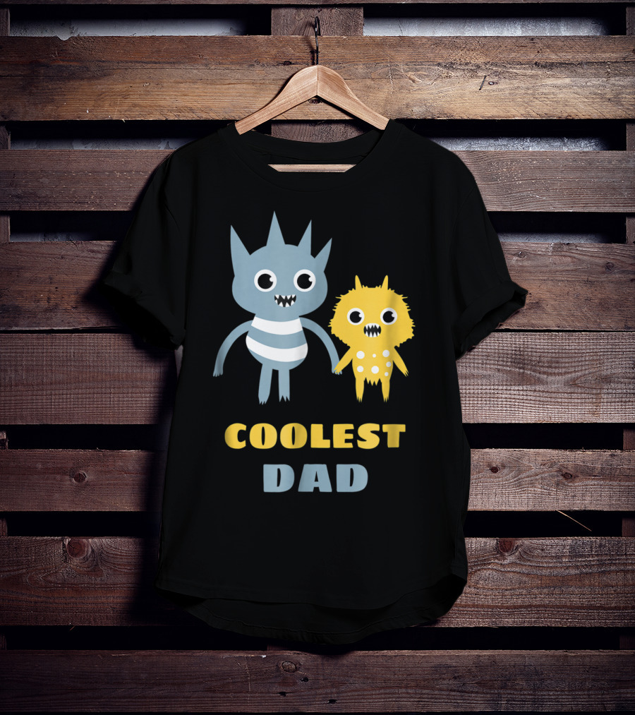 Coolest Dad Funny Monster Creatures Holding Hands T-Shirt