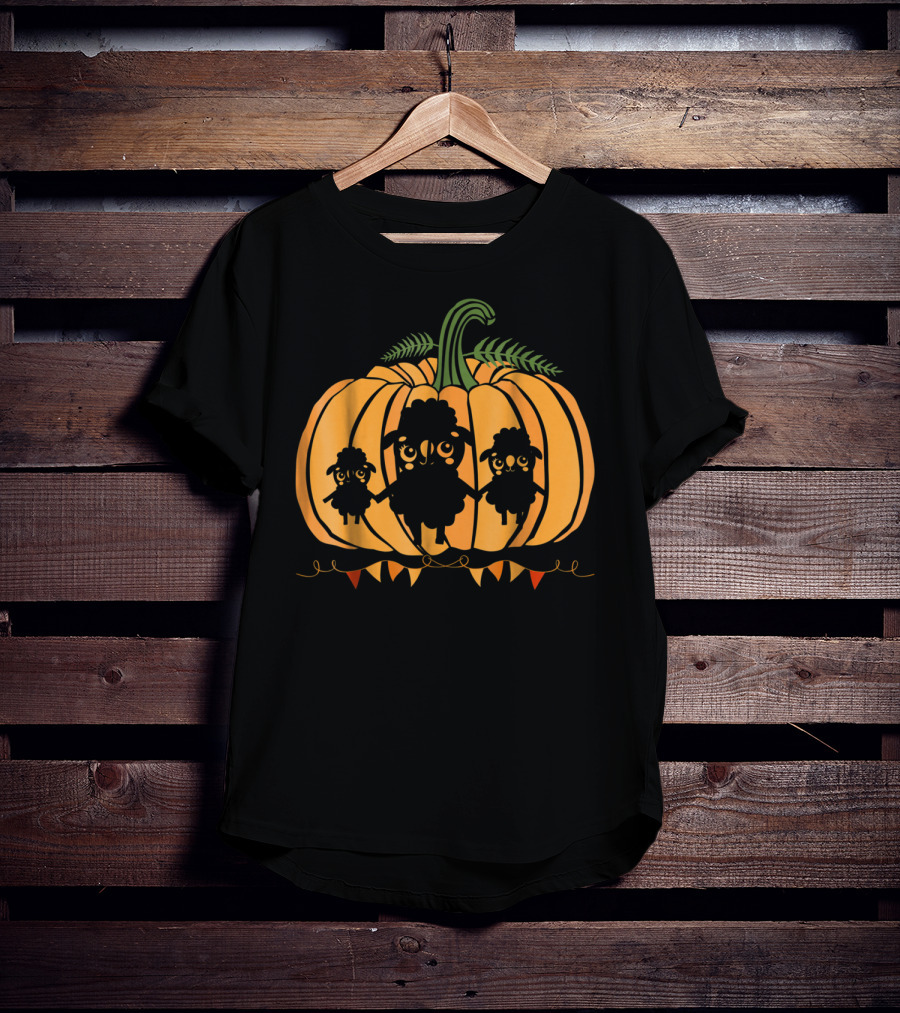 Cute Sheep Family Halloween Pumpkin Dad Mom85 T-Shirt
