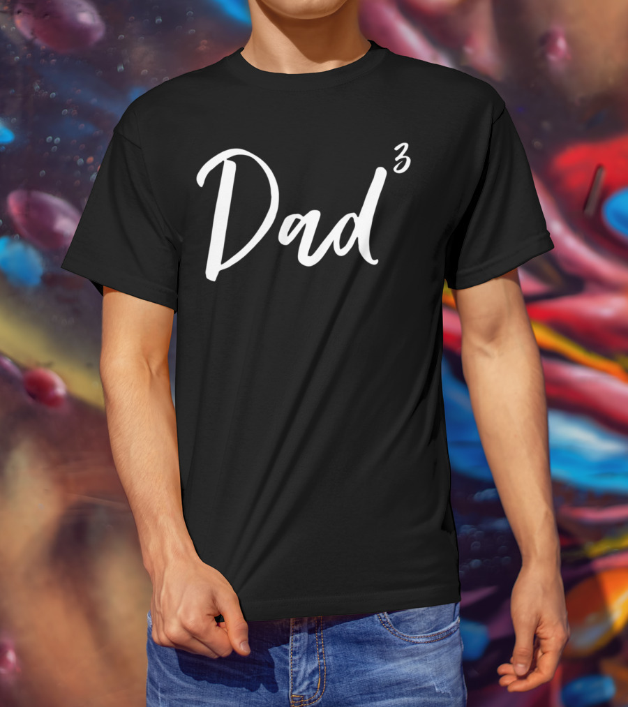 Dad Cubed Vintage Funny Witty Daddy Times Three T-Shirt