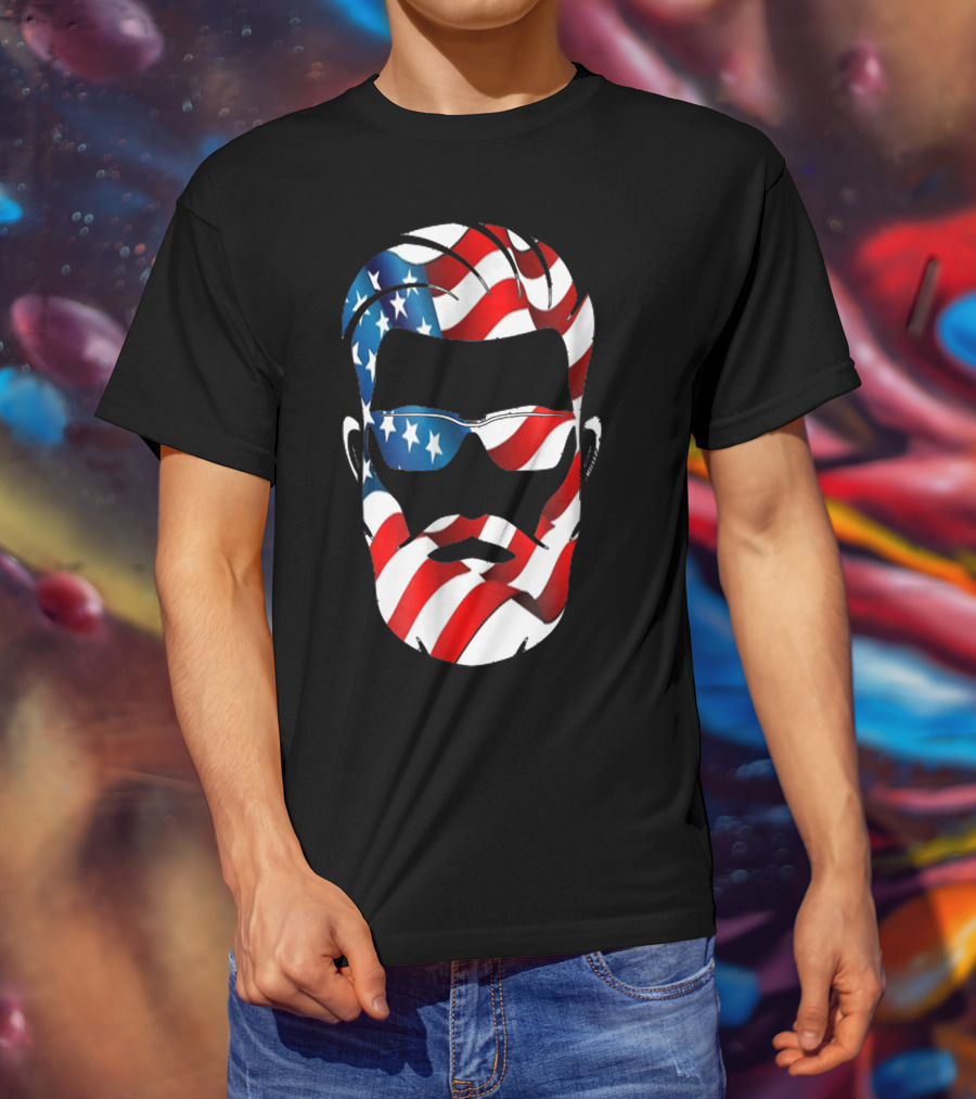 Bearded Dad US Flag Independence Day T-Shirt