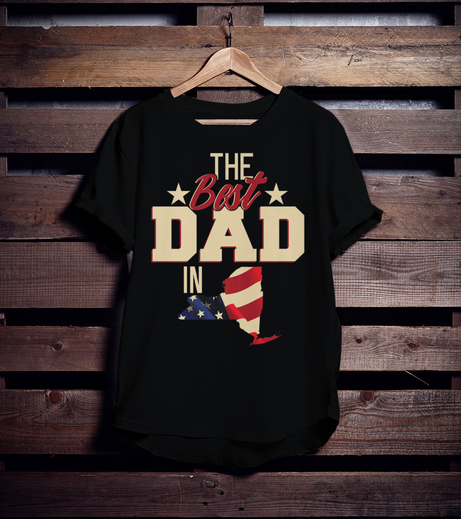 The Best Dad In Patriotic New York With American Flag T-Shirt