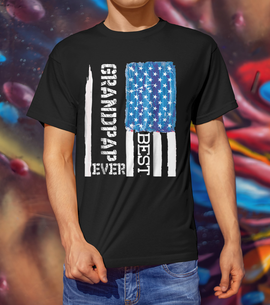 Best Grandpap Ever Distressed American Flag Design 68 T-Shirt