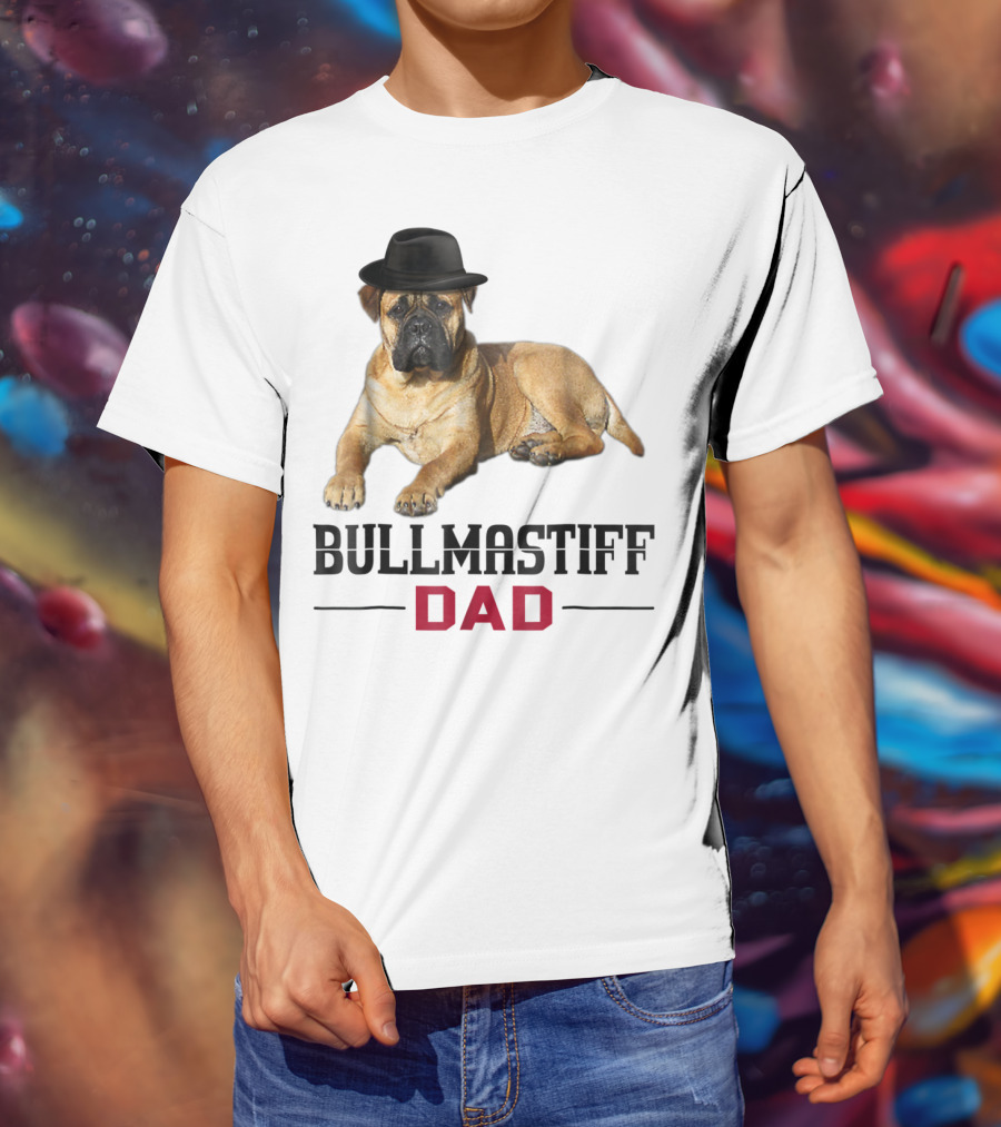 Bullmastiff Dad With Dog Lovers Hat T-Shirt