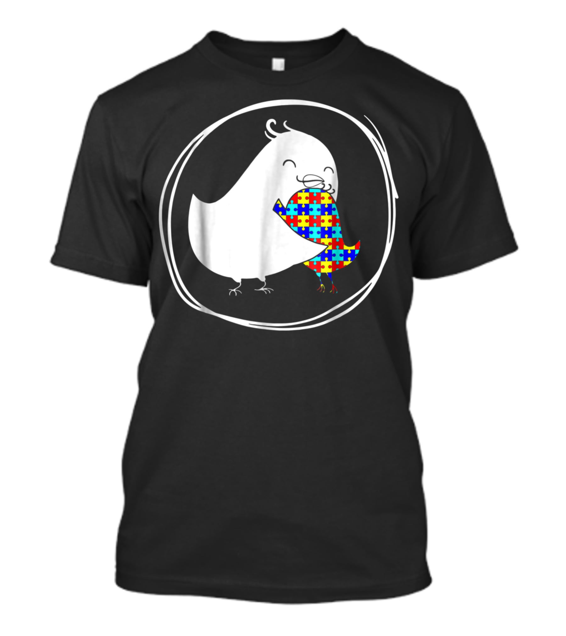 Chicken Embrace Autism Puzzle Pattern Awareness T-Shirt