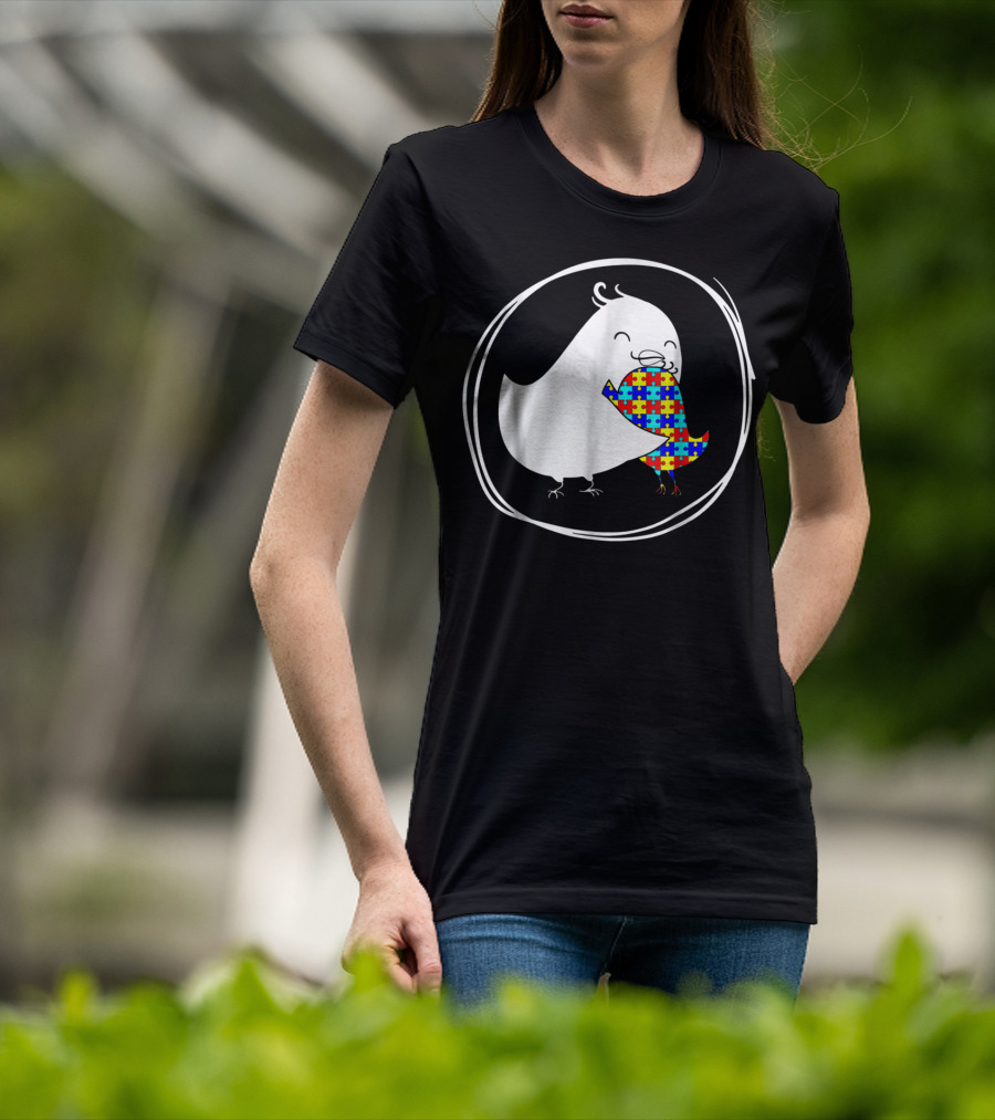 Chicken Embrace Autism Puzzle Pattern Awareness T-Shirt
