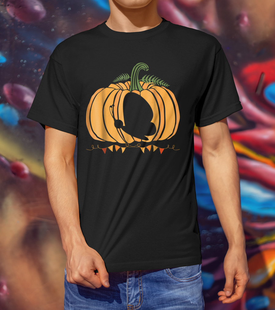Cool Butterfly And Pumpkin Halloween For Kid Dad Mom T-Shirt