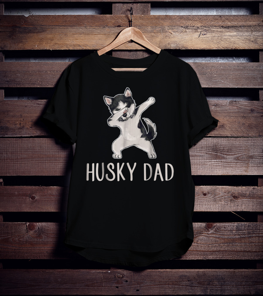 Husky Dad Funny Dabbing Cool Husky Dad T-Shirt