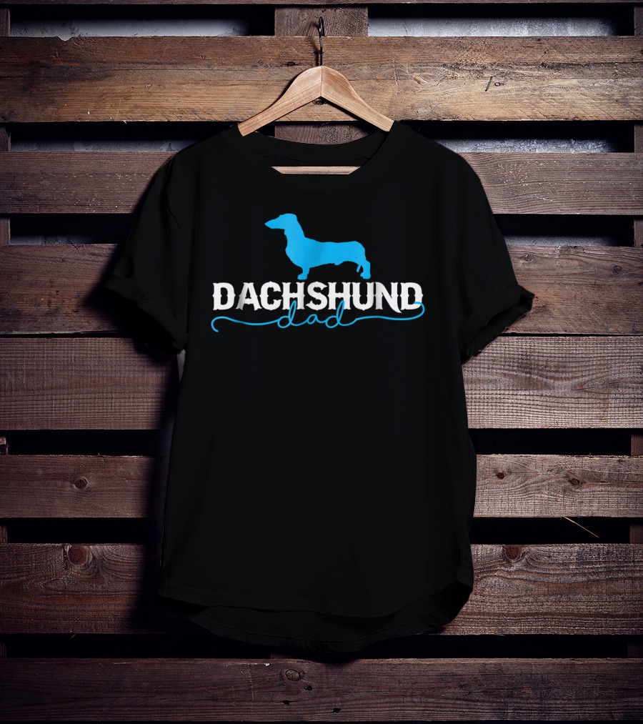 Dachshund Dad With Blue T-Shirt