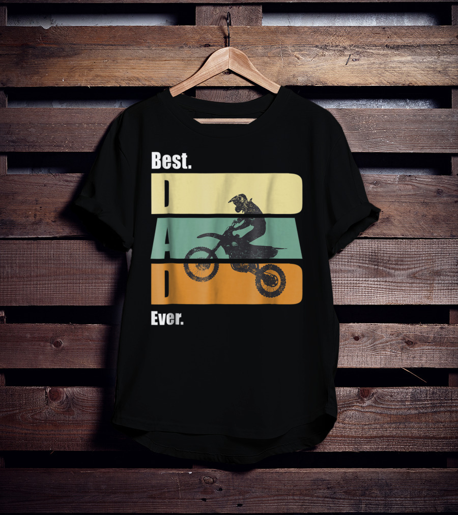Best Motocross Dad Ever Funny For Fathers Retro Motorcycle Rider T-Shirt