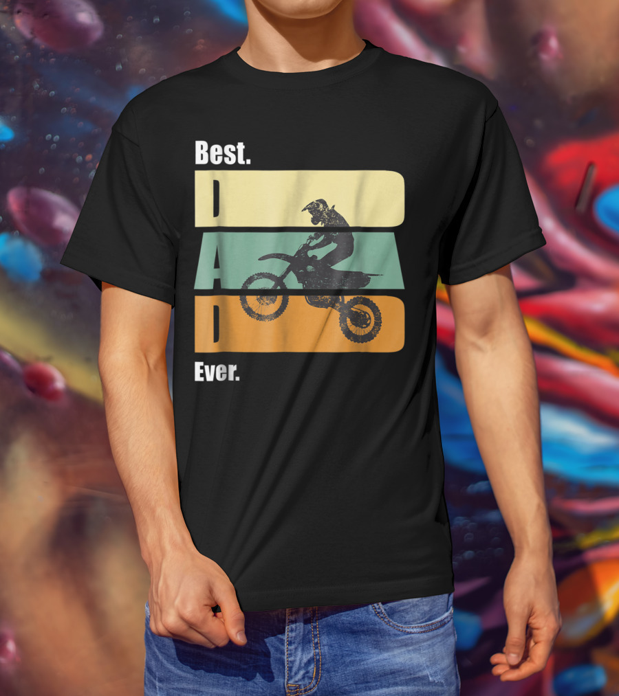 Best Motocross Dad Ever Funny For Fathers Retro Motorcycle Rider T-Shirt