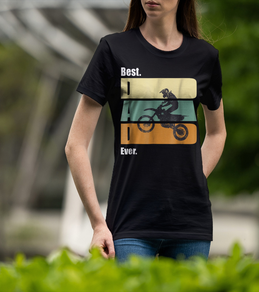 Best Motocross Dad Ever Funny For Fathers Retro Motorcycle Rider T-Shirt