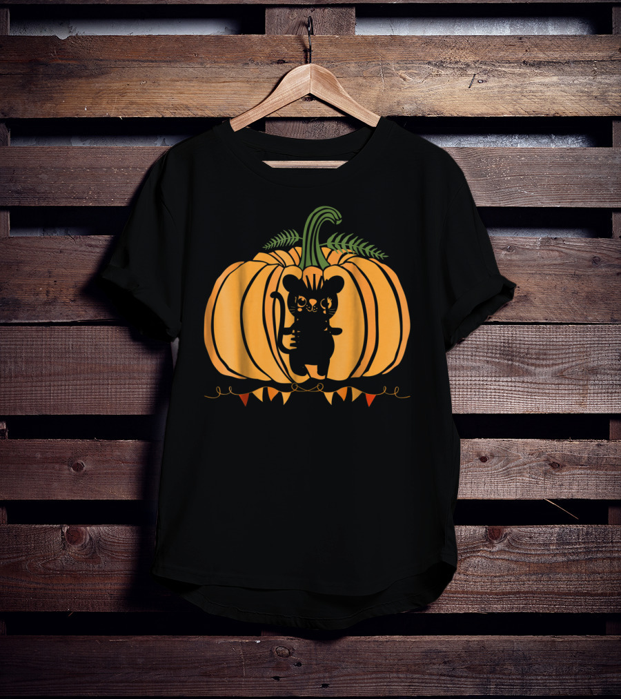 Cool Cat Halloween Pumpkin Dad Mom With Cute Cat Inside Pumpkin T-Shirt