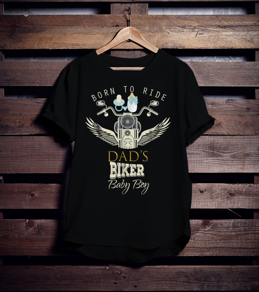 Born To Ride Dad's Biker Baby Boy Motorcycle Party T-Shirt