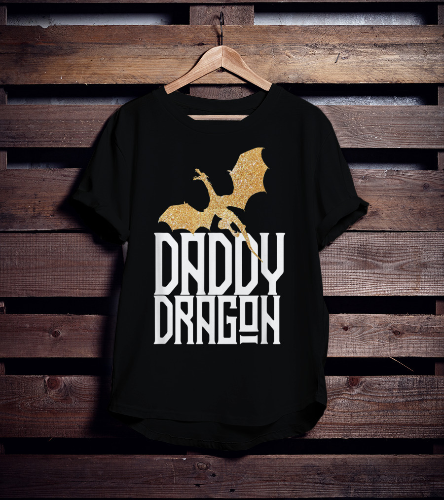 Daddy Dragon Gold Matching Family Tribe Dad Father Dragon T-Shirt