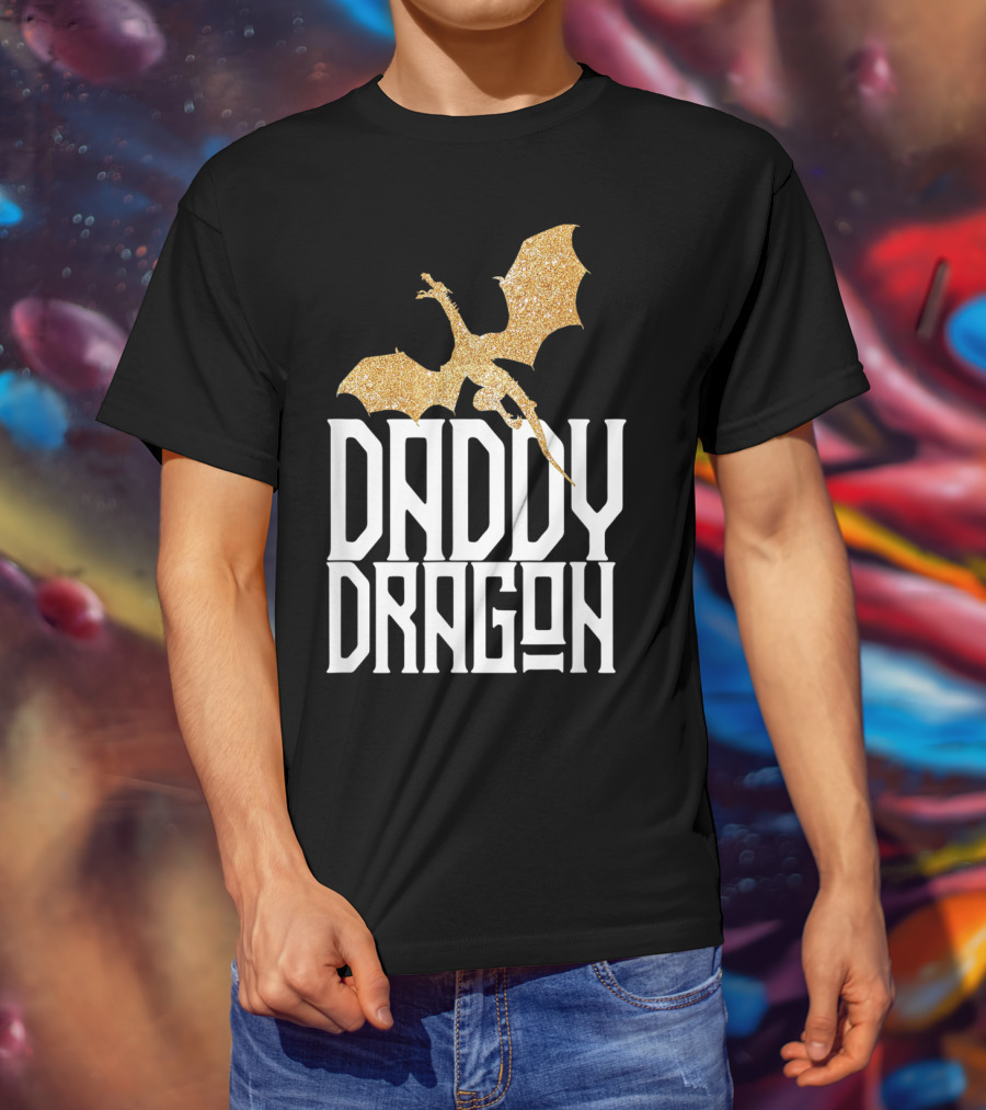Daddy Dragon Gold Matching Family Tribe Dad Father Dragon T-Shirt
