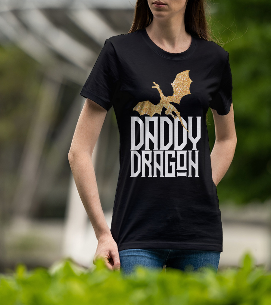 Daddy Dragon Gold Matching Family Tribe Dad Father Dragon T-Shirt