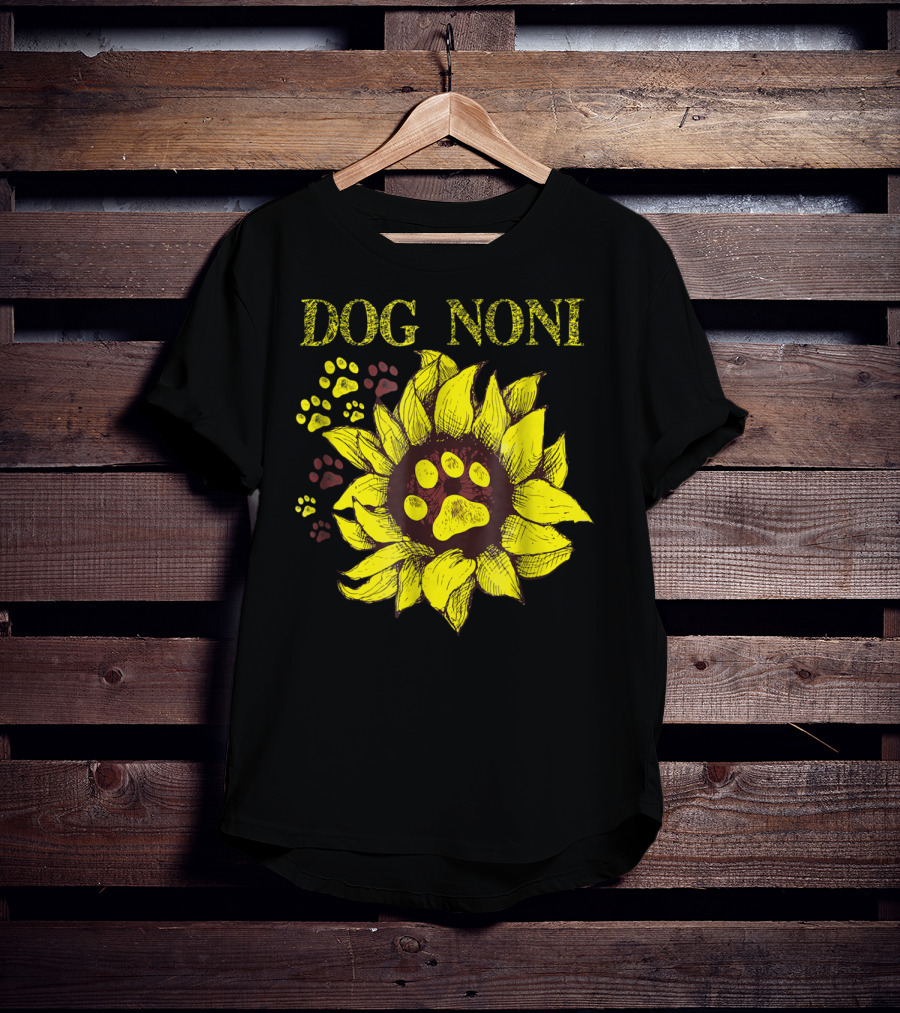 Dog Noni Sunflower Paw Prints T-Shirt