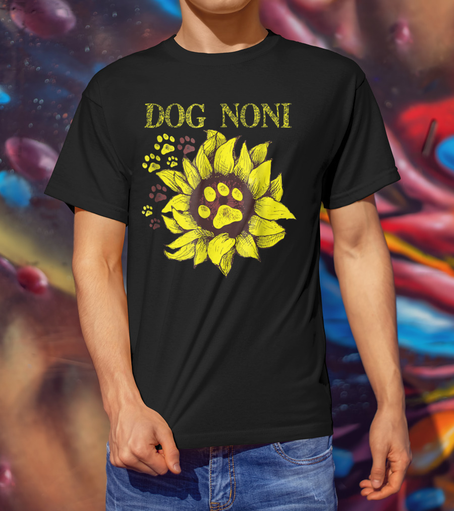 Dog Noni Sunflower Paw Prints T-Shirt