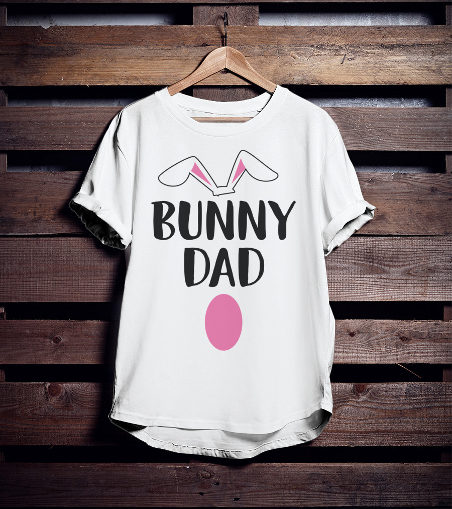 Bunny Dad Easter Bunny Ears Pink Egg T-Shirt