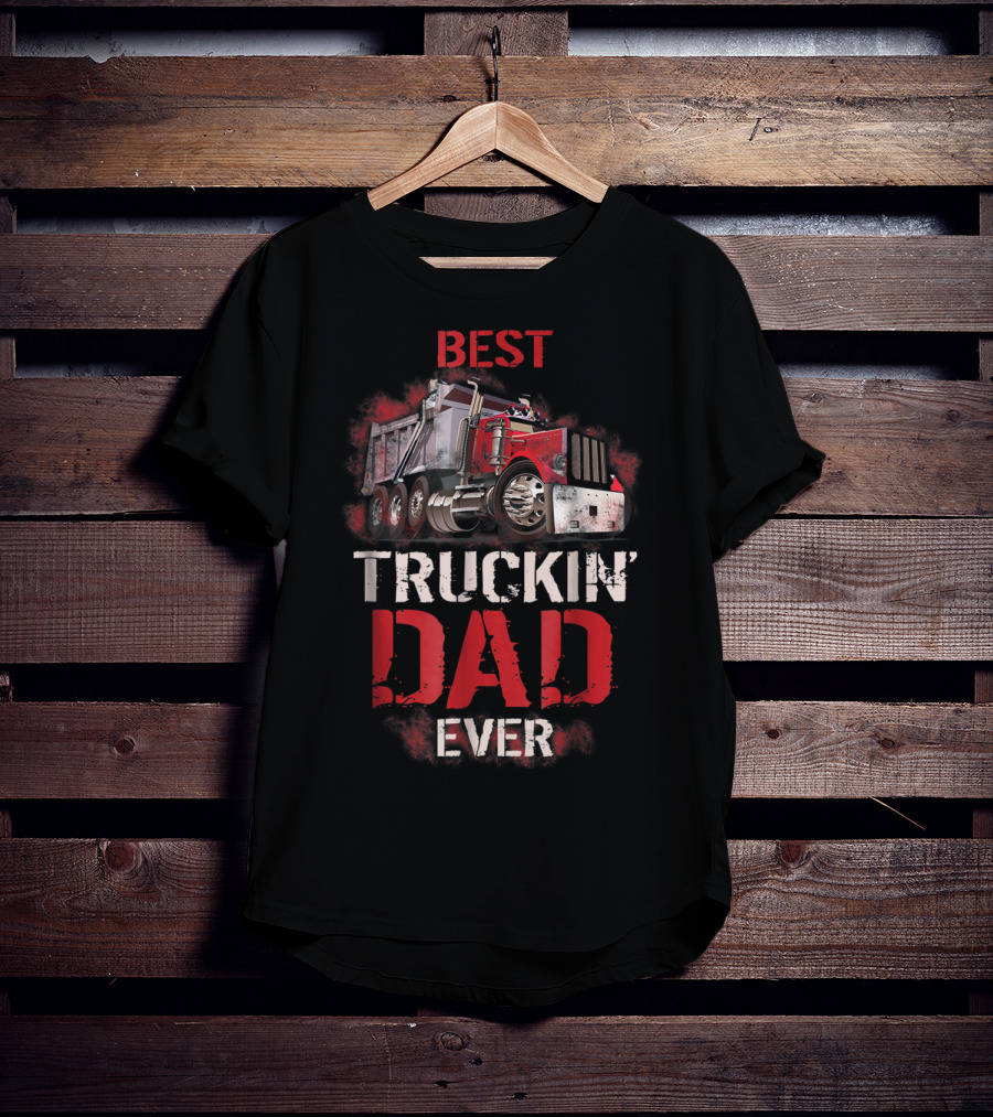 Best Truckin Dad Ever Red Truck T-Shirt